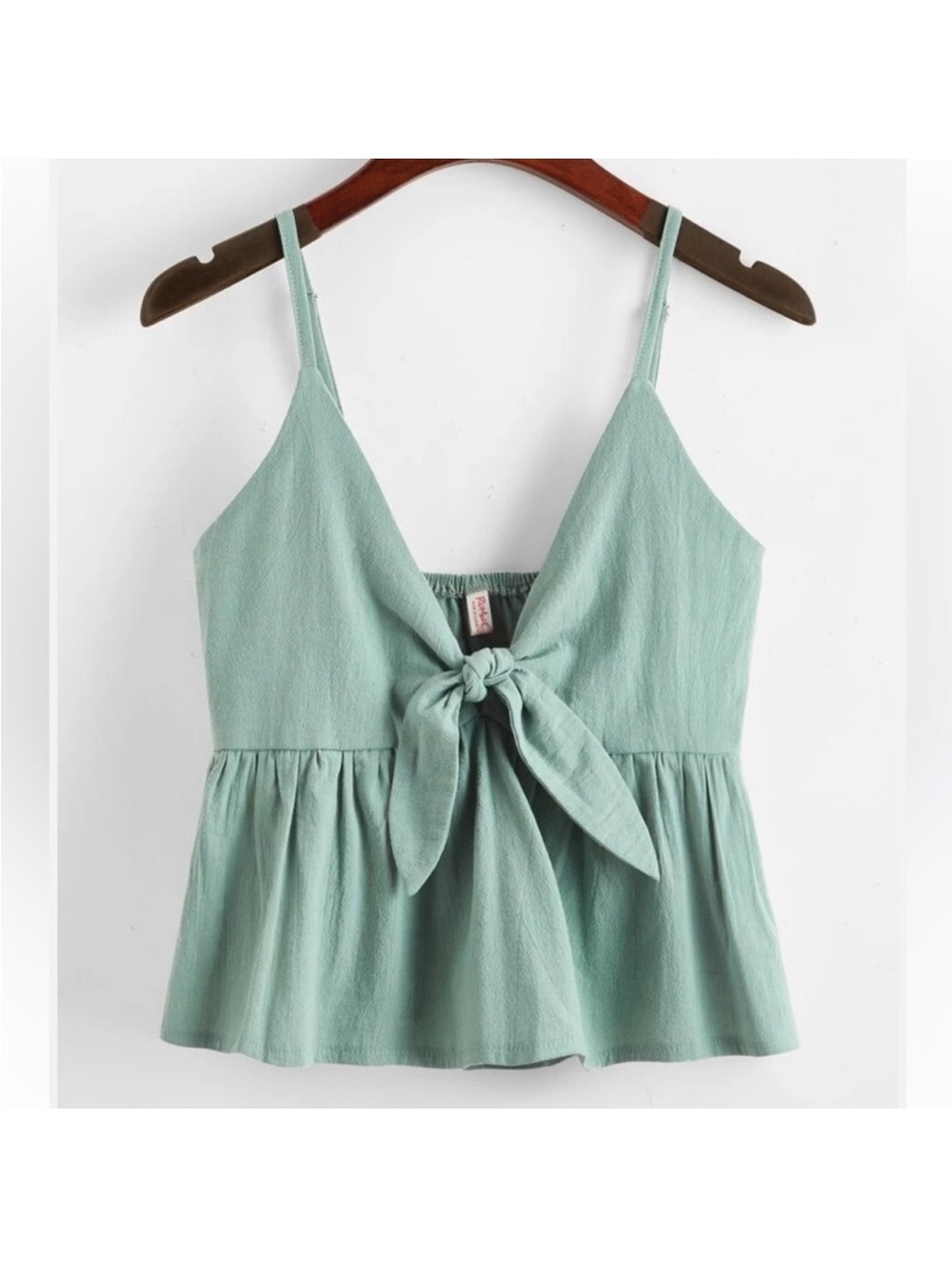 Women’s Sage Green Tie-Front Spaghetti Strap Top size medium